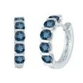 thumbnail image 1 of V3 Jewelry® 925 Sterling Silver with Natural London Blue Topaz Hoop Earrings for Women, 1 of 2