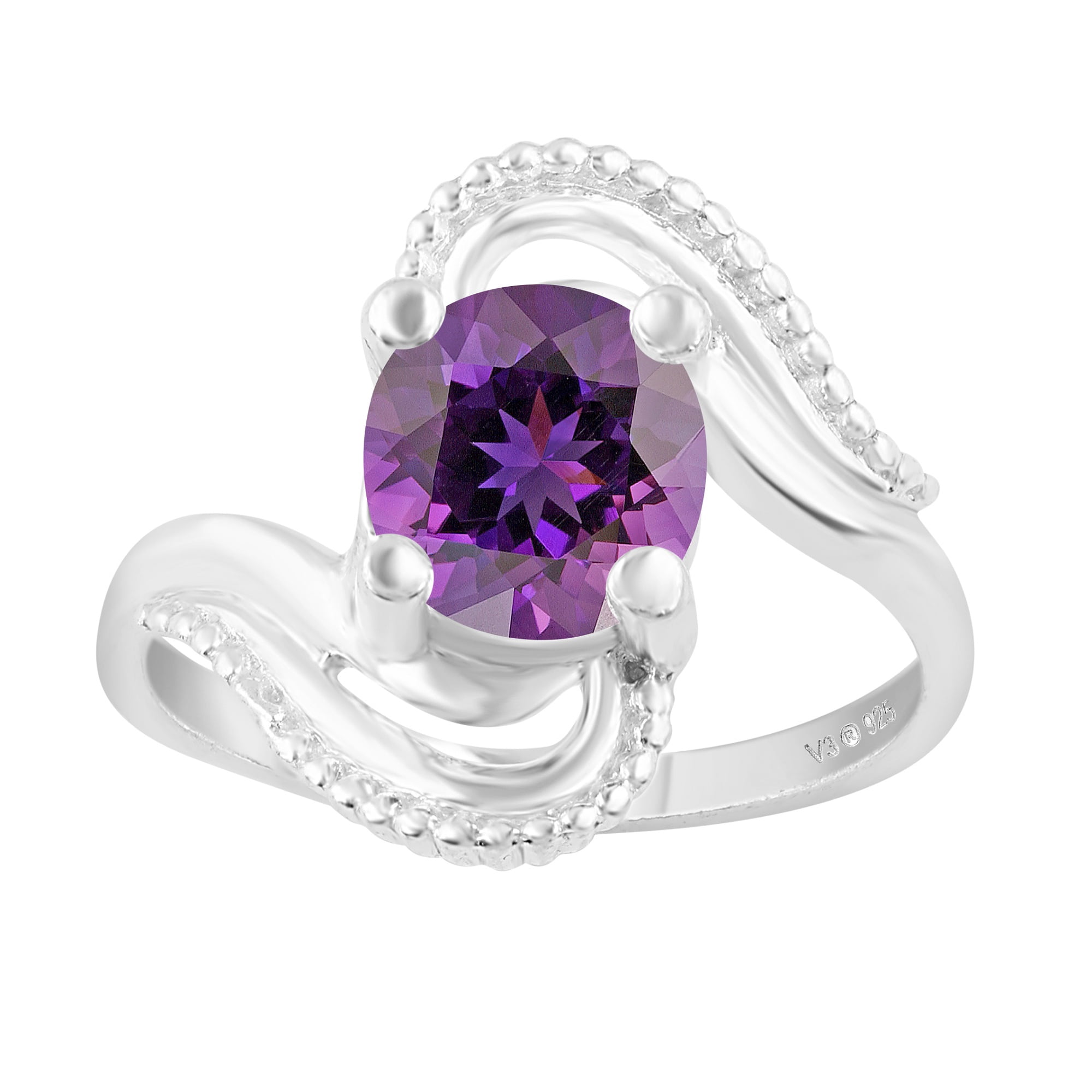 V3 Jewelry 925 Sterling Silver with Natural Tanzanite and White Topaz Eternity Band Ring main image 1