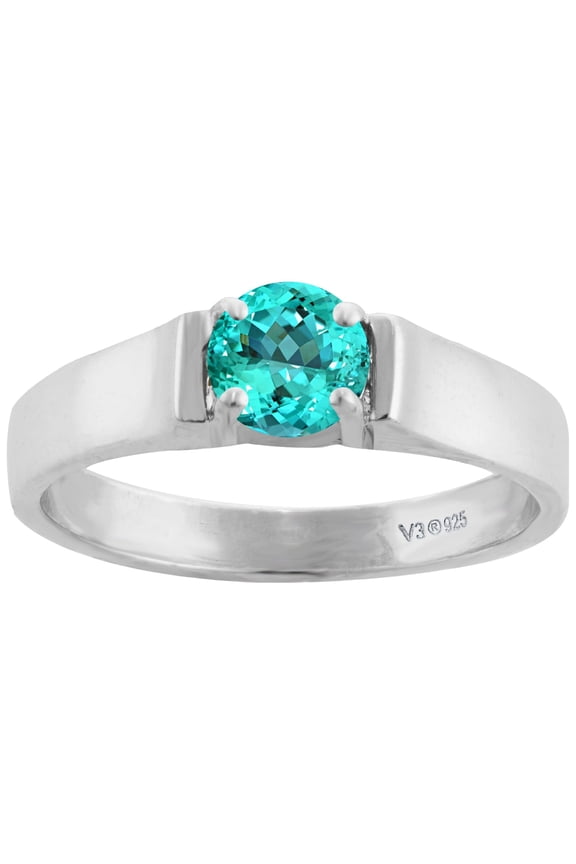 ® 925 Sterling Silver with Paraiba Tourmaline Solitaire Ring for Women