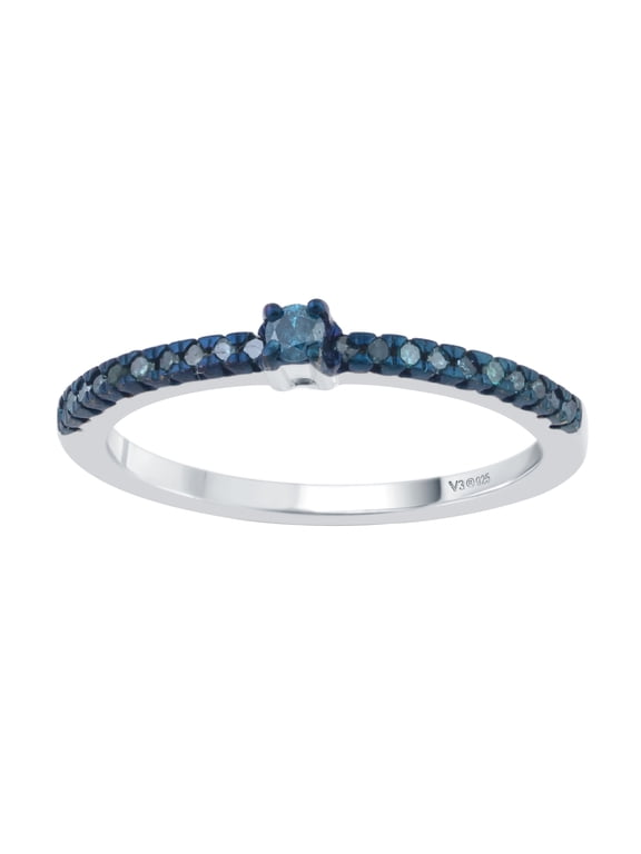 ® Natural Blue Diamond 925 Sterling Silver with Stackable Band Ring for Women