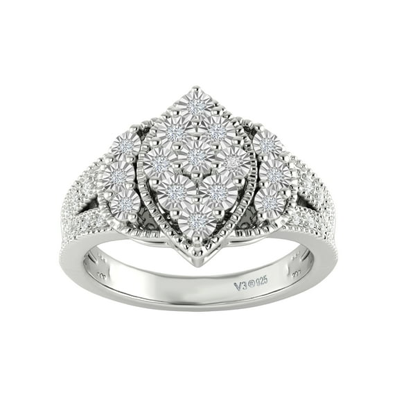 V3 Jewelry® Sterling Silver with 1/4 CTTW Natural White Diamond Engagement Ring for Women
