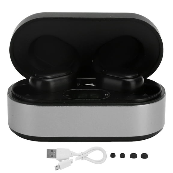 V3 TWS Bluetooth Headset 5.0 Wireless Intelligent Noise Reduction LED Earphone Earbuds for MusicBlack Silver