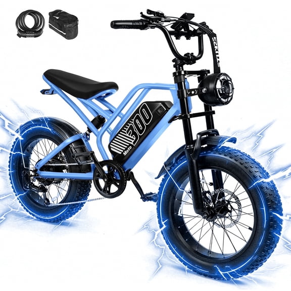ESKUTE V300 Electric Dirt Bike for Adults & Teens, 1500W Motor, 30+MPH Max Speed, 48V 20.8Ah Removable Battery, 20" x 4.0" Fat Tires, 7-Speed, NFC Unlock Blue with Phonebag & Lock, UL2849