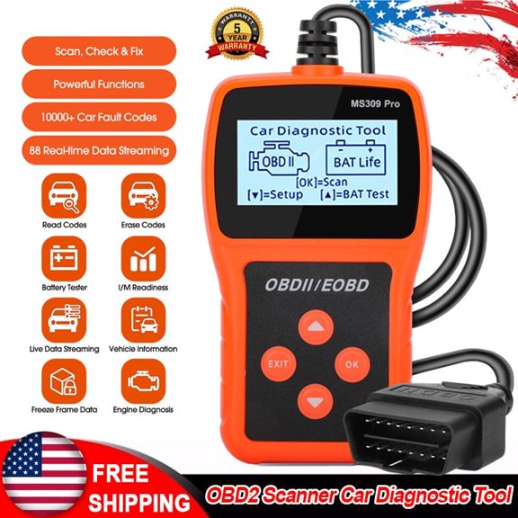 OBD2 Scanner Check Engine Code Reader with Reset, Battery Tester, Clear Fault Error Codes,Car OBDII Scanner Diagnostic Tool for Vehicle