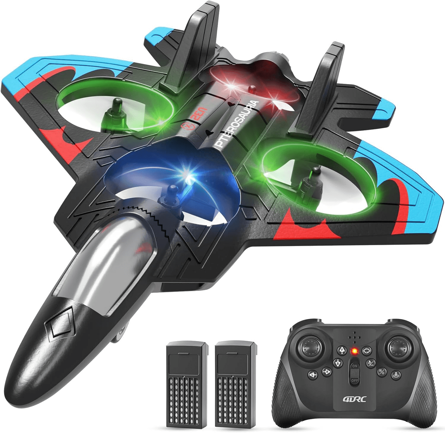 V32 Foam RC Planes for Kids Adults 8-16, RC Airplane Fighter Jet with Light, 360° Flip Fighter Jet Toy, Stunt Roll, Airplane Toy Gifts for Kids Boys