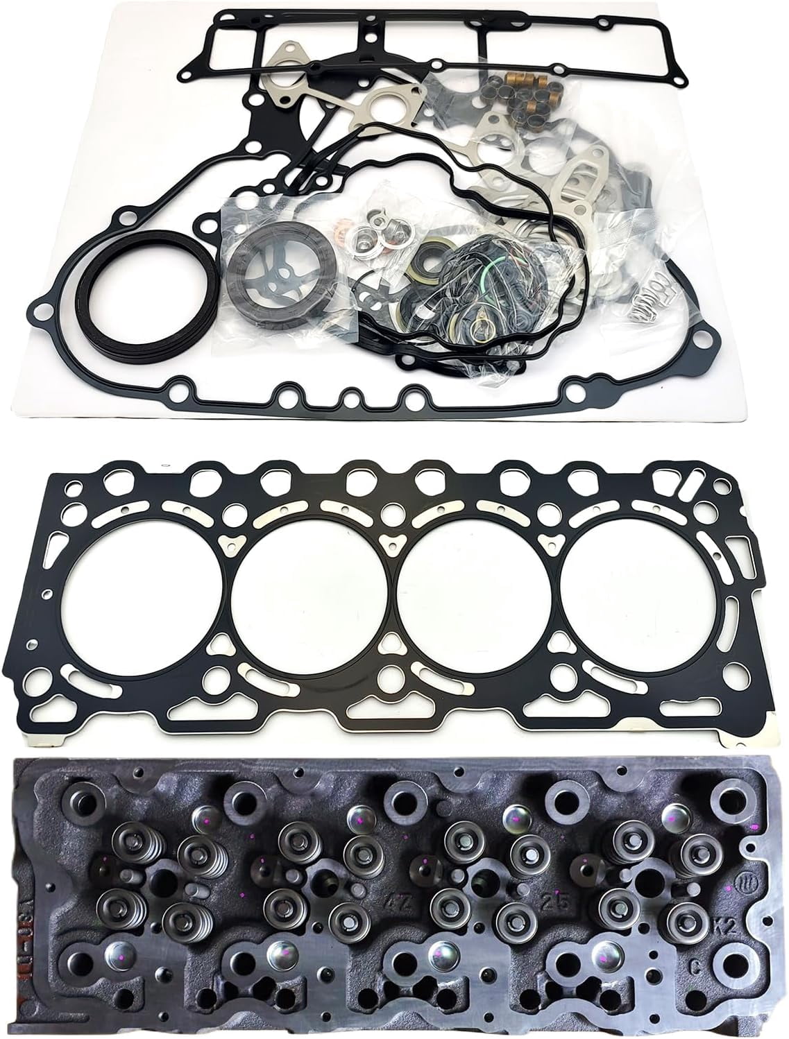 V3307 Complete Cylinder Head + 1 Set Full Gasket Kit 16 Valves For ...