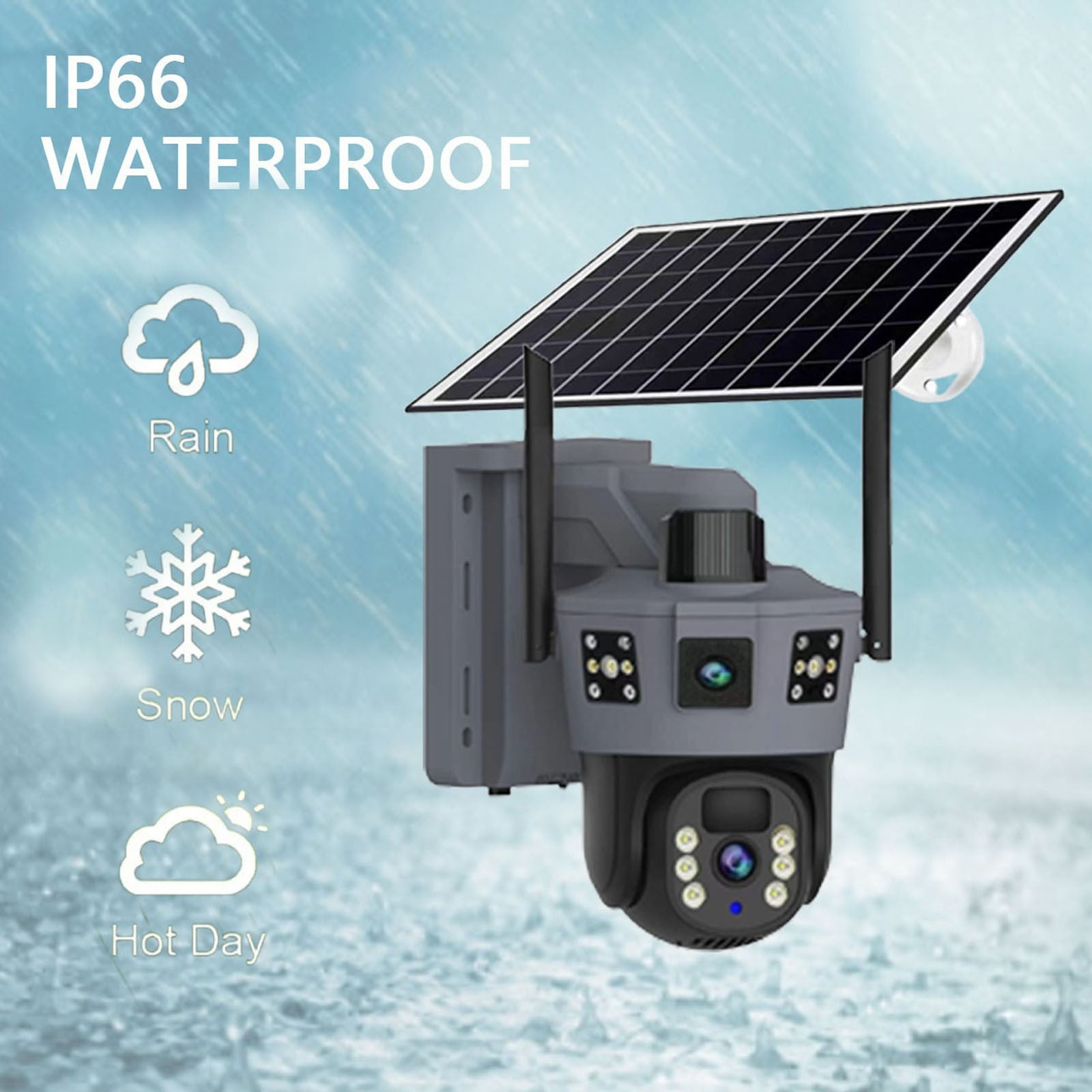 V380 HD WiFi SolarPowered Camera 6MP, 360° View, Unobstructed View