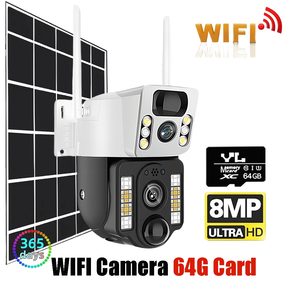 V380Pro Solar Camera 8MP Dual Lens Low Power Battery WiFi IP Camera ...