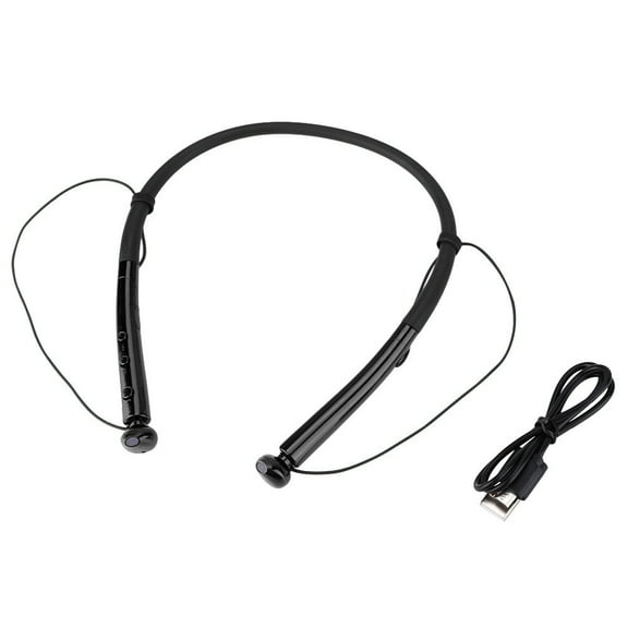 V4.2 Bluetooth Headphones Waterproof HBQ Q14 Flexible Neckband Magnetic Design Headset (Black)