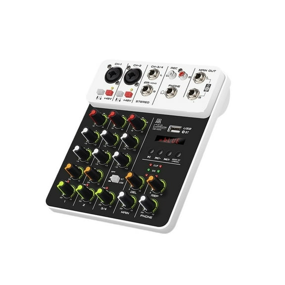 V4 4 Channels Audio Mixer With USB 48V Phantom Power Delay Repaeat Effect For Sound Mixing Console PC Recording ,Easy to Use