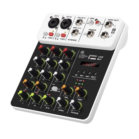 V4 4 Channels Audio Mixer With USB 48V Phantom Power Delay Repaeat Effect For Sound Mixing Console PC Recording ,Easy to Use