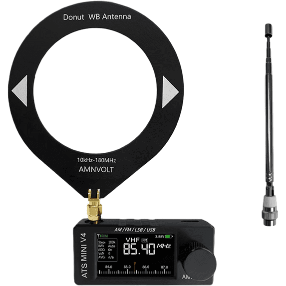 V4 ATS MINI DSP Radio, ESP32-S3 & SI4732 Chip, Multi-Band AM/FM/LSB/USB Receiver, 1.9'' IPS Color Screen, with Headphone Amplifier & Hi-Z Circuit, Portable for Travel and Radio Enthusiasts