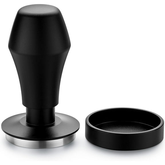 V4 Coffee Tamper 53.3mm - Spring-loaded Tamper – Barista Espresso Tamper with 15lb / 25lb / 30lbs Replacement Springs - Anodized Aluminum Handle and Stand - Flat Base