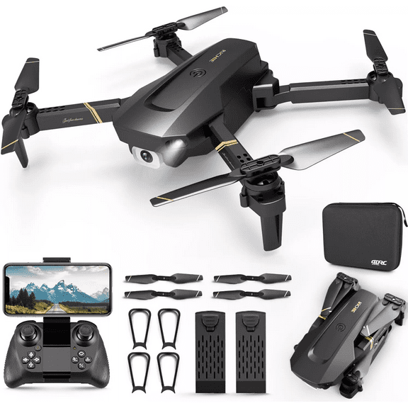 V4 Foldable Mini Drone with Camera - 1080P HD Drone ,3 Batteries,Drones for Adults Kids