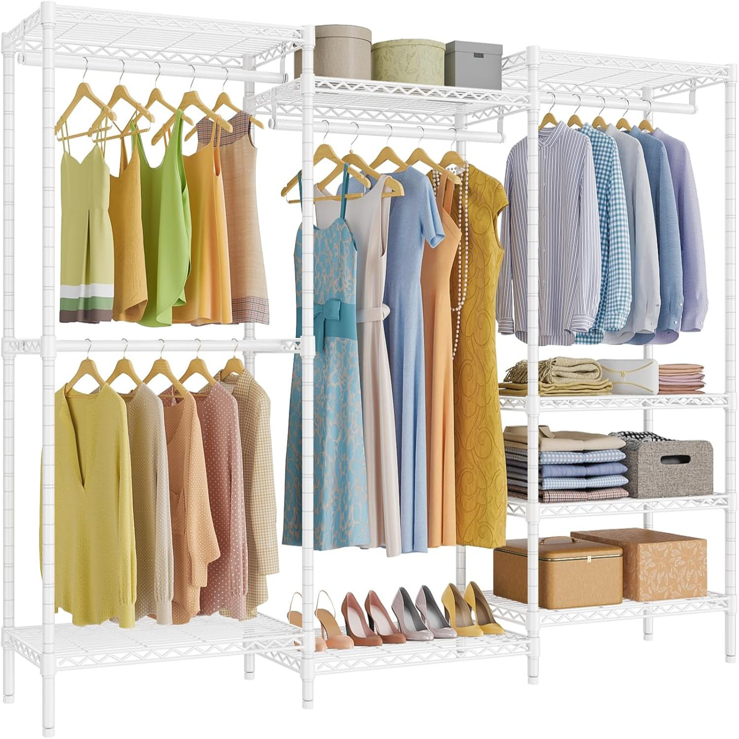 V5 Portable Closet Wardrobe Heavy Duty Clothes Rack Freestanding Metal