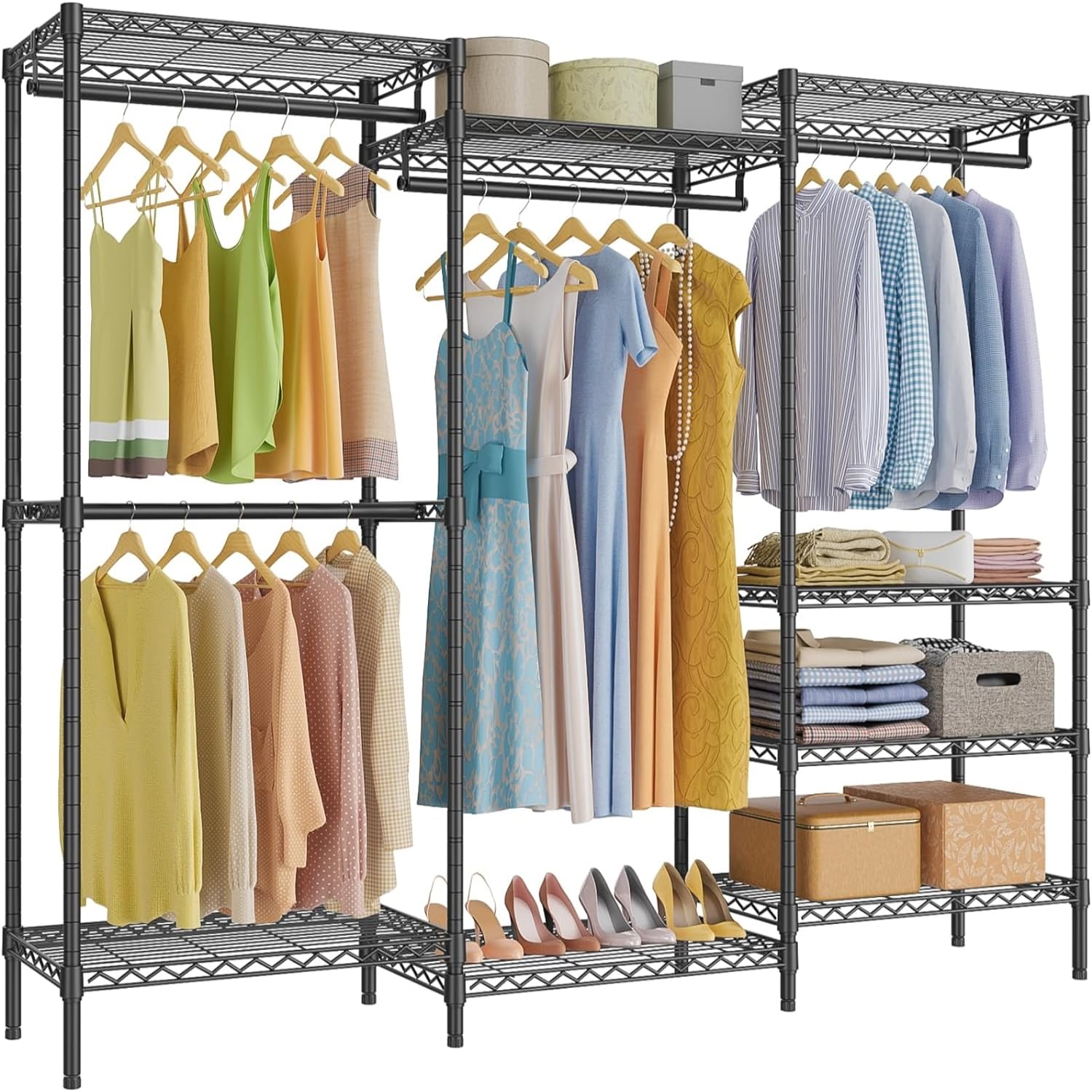 V5 Portable Closet Wardrobe Heavy Duty Clothes Rack Freestanding Metal