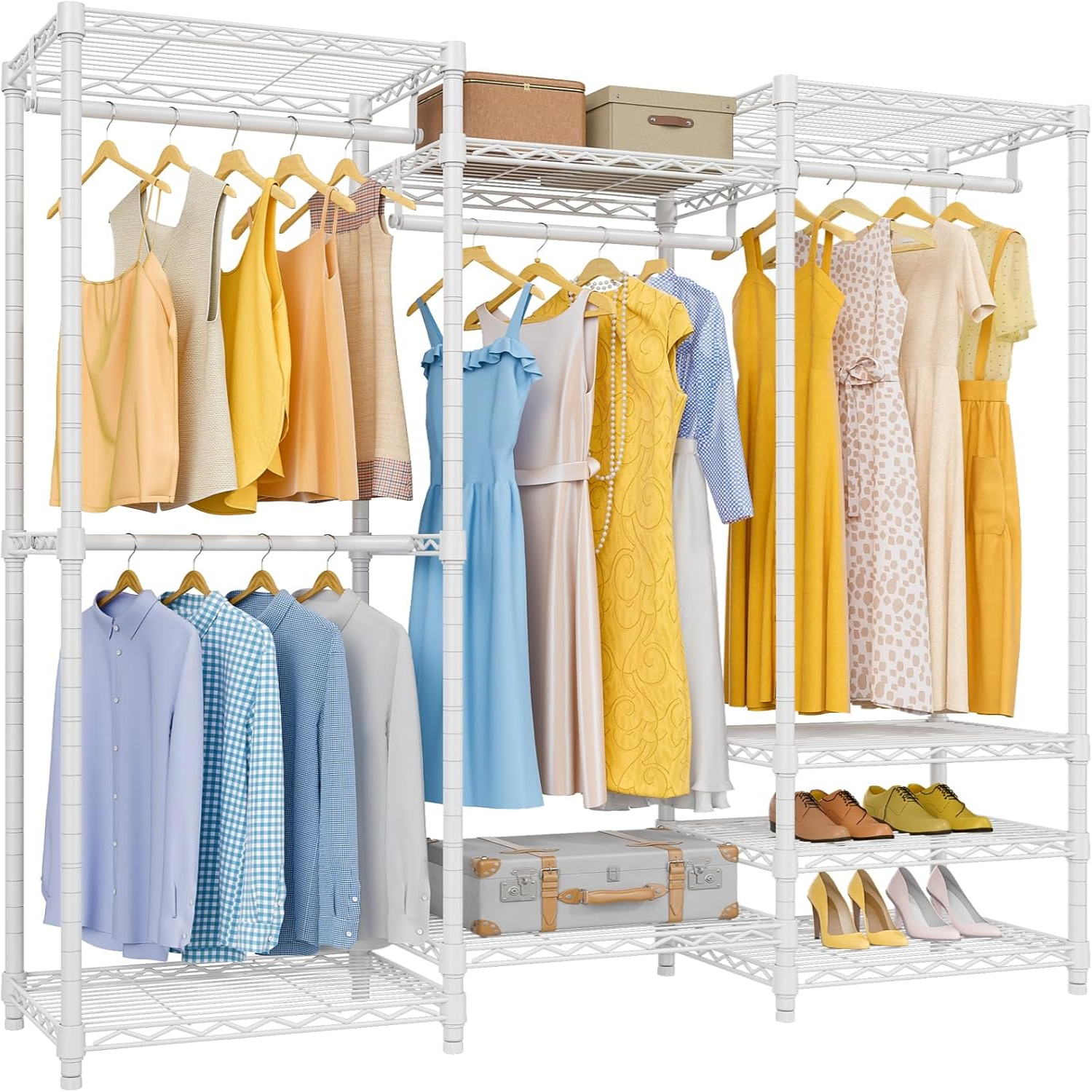 V5 Portable Closet Wardrobe Heavy Duty Clothes Rack Freestanding Metal