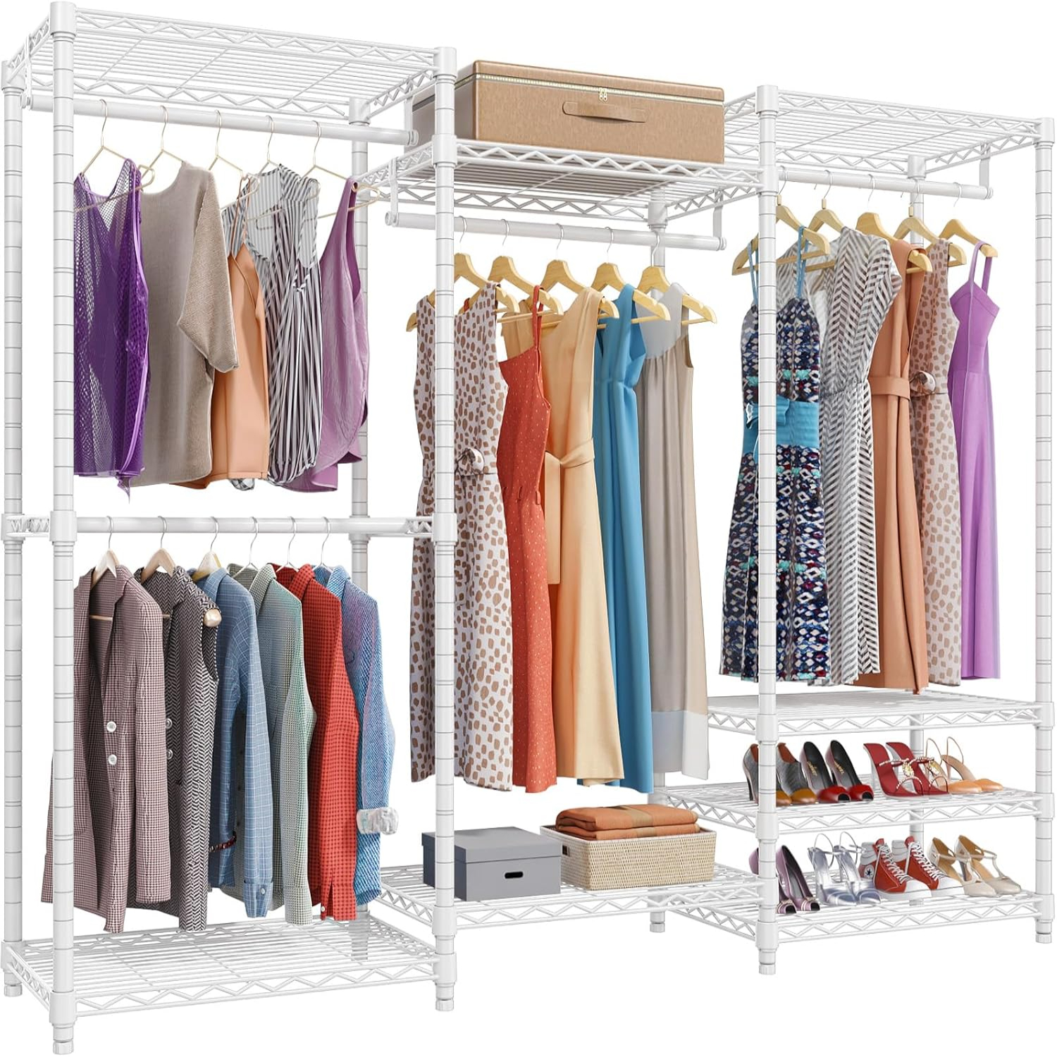 V5 Portable Closet Wardrobe Heavy Duty Clothes Rack Freestanding Metal