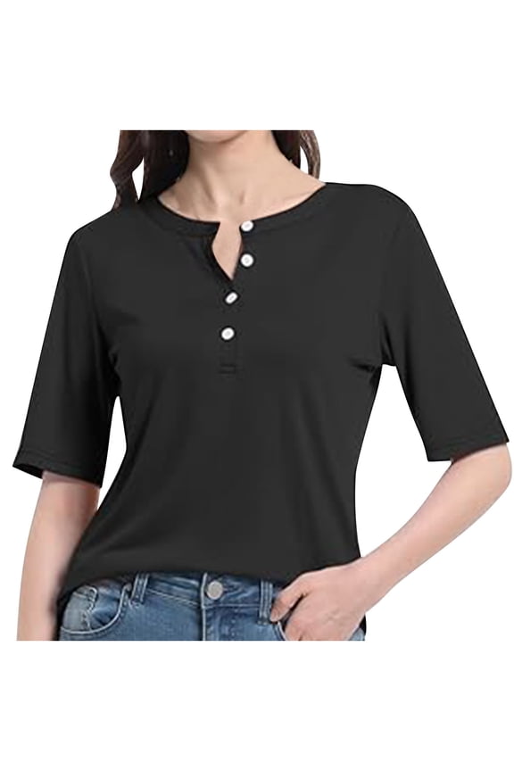 V50+ Women Short Sleeve Tops Trendy Women Blouses for Work 3/4 Sleeve Womens T Shirts Graphic Tees Trendy Women Workout Tops Loose Fit Button Down Shirts Green