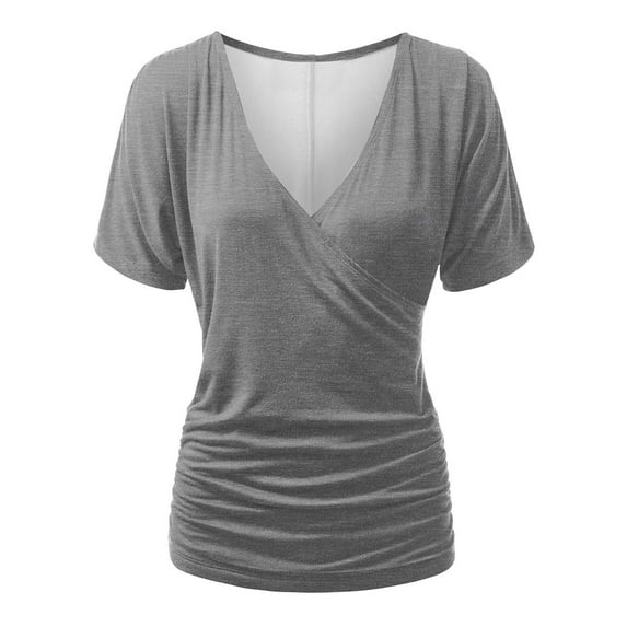 V50+ Womens Tops Dressy Casual V Neck Short Sleeve White Blouse for Women Dressy Casual Shirts for Women Dressy Casual Plus Workout Shirts Women Pack Semi Formal Shirts Yellow