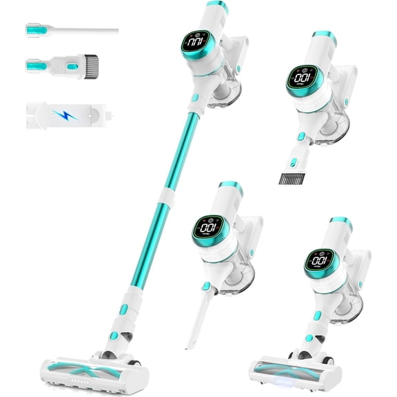 V500 Cordless Vacuum Cleaner for , 40000Pa/450W Vacuum with Touch Screen, Wall Dock, Anti-Tangle, Lightweight Handheld Vacuum for , Hard Floor, Carpet, Blue