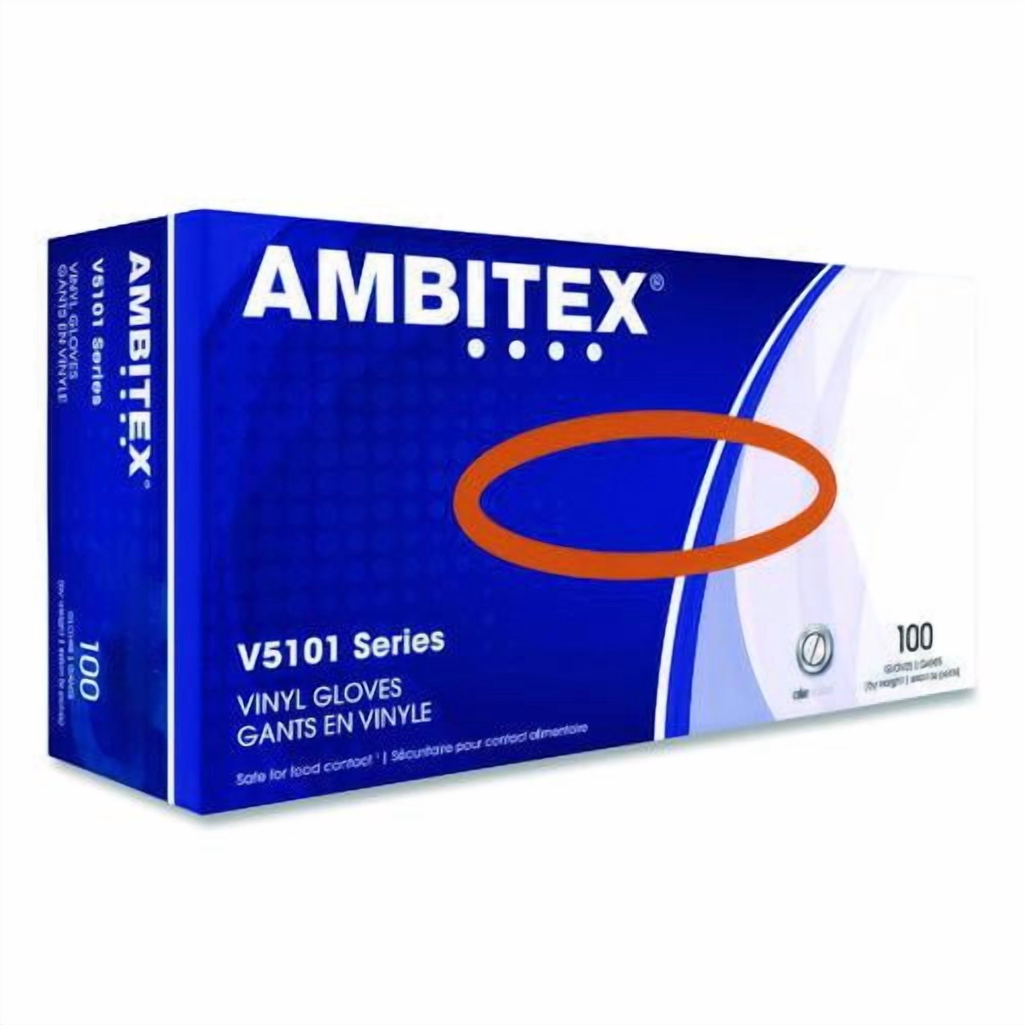 V5101 Series Latex-Free Lightly Powdered Vinyl Gloves, Large, 3 mil Thick, 9" Long, Clear, 100/Box | Bundle of 10