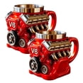 thumbnail image 1 of V6 Engine Coffee Mug Red Stainless Steel Cup, Personalized Double Wall Insulation Car Mug with Handle Perfect for Father's Day, Christmas, Husband, Mechanic, Car Enthusiast 2PC, 1 of 8