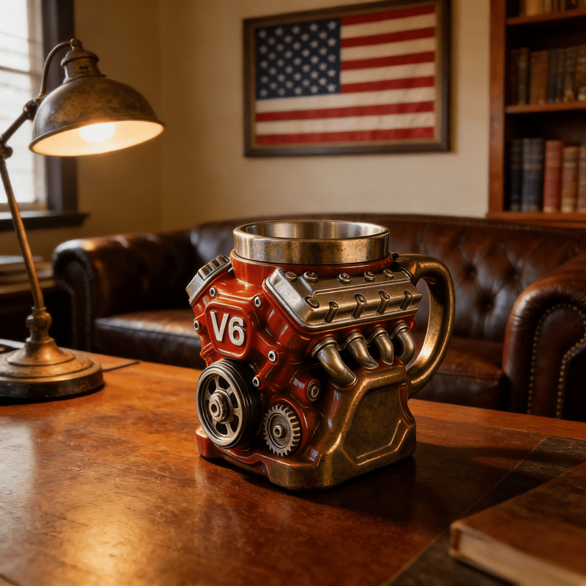 V6 Engine Stainless Steel Coffee Mug, Double Wall Heat Insulated 3D ...