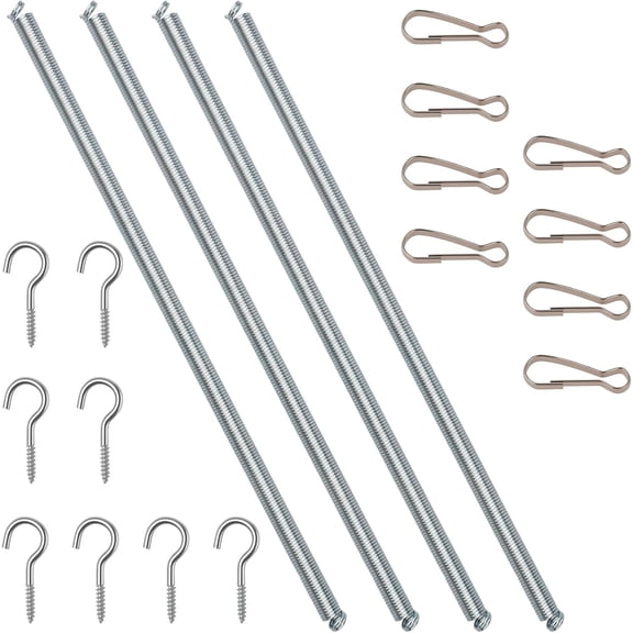 V6 Screen Door Spring, Door Closer Spring, 16x1/2 Inch, Automatic Closing Mechanism, Suitable for Lightweight Storm Doors and Screen Doors, Includes 8 Mounting Hooks and Spring Clips, 4-Pack