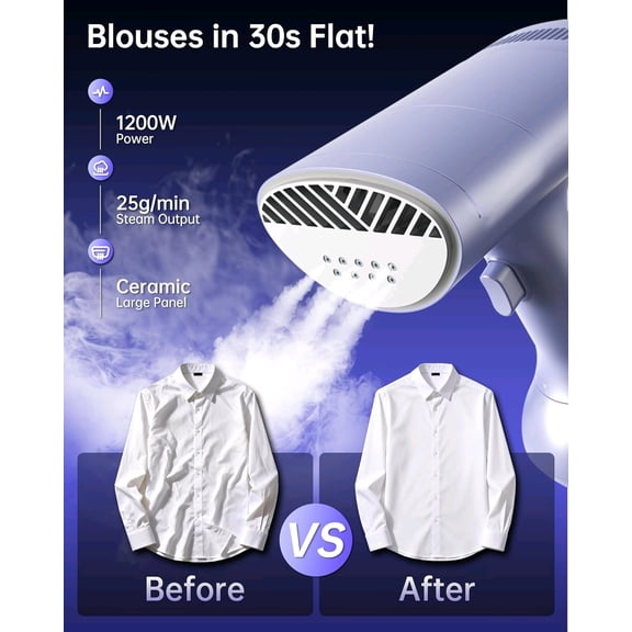 V6 Vacuum Steamer for Clothes, 3600Pa Suction Handheld Clothes Steamer, Remove Dust, 1200W Portable Steamer for Home and Travel, Steamer Iron 2 In 1, 170ml Water Tank (110-120V)$$