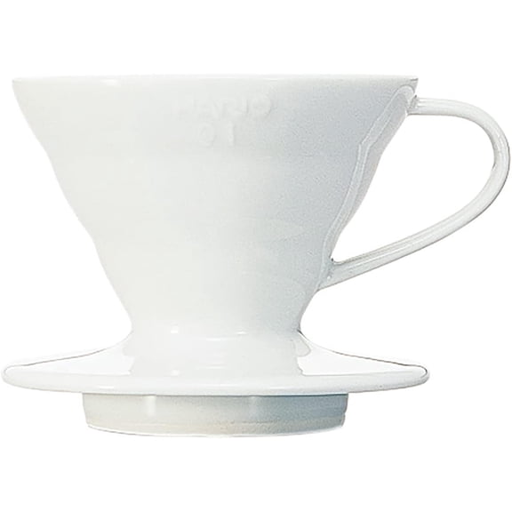 V60 Ceramic Coffee Dripper Pour Over Cone Coffee Maker Size 01, White