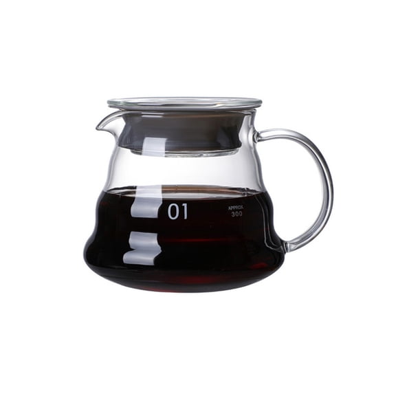 V60 Glass Range Coffee Server for Drip Coffee Maker, Standard Glass Coffee Carafe,Coffee Pot with Lid 360ml, ClearOnly coffee pot