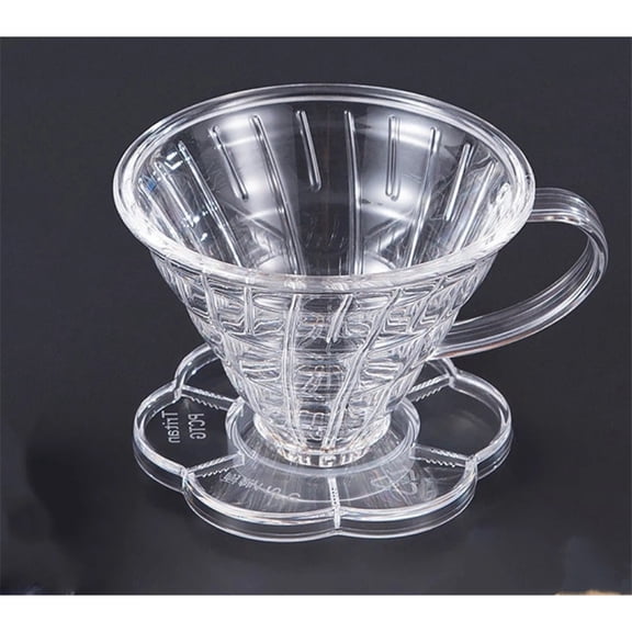 V60 Plastic Coffee Hand Dripper, Clear Transparent Pour Over Dripper with Matching Drip Tray for Home, Office, Camping and Travel Coffee Brewing