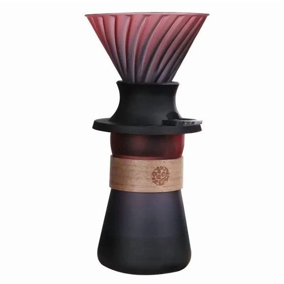 V60 Switch Immersion Pour Over Coffee Set, Clever Dripper & Glass Server for Home Brewing (Wine Night Burgundy Gradient)