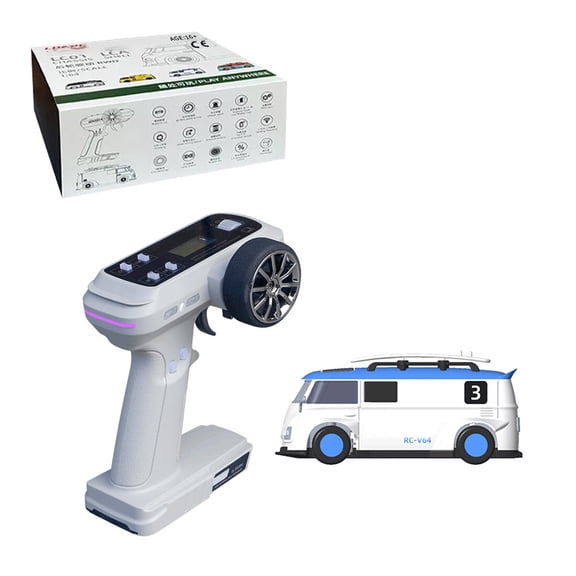 V64 1/64 Scale Mini RC Car Van with Interactive Light Groups, 2.4G RWD Full-Proportional Remote Control Car with Metal Gears & Rear Differential for Adults & Teens - RTR
