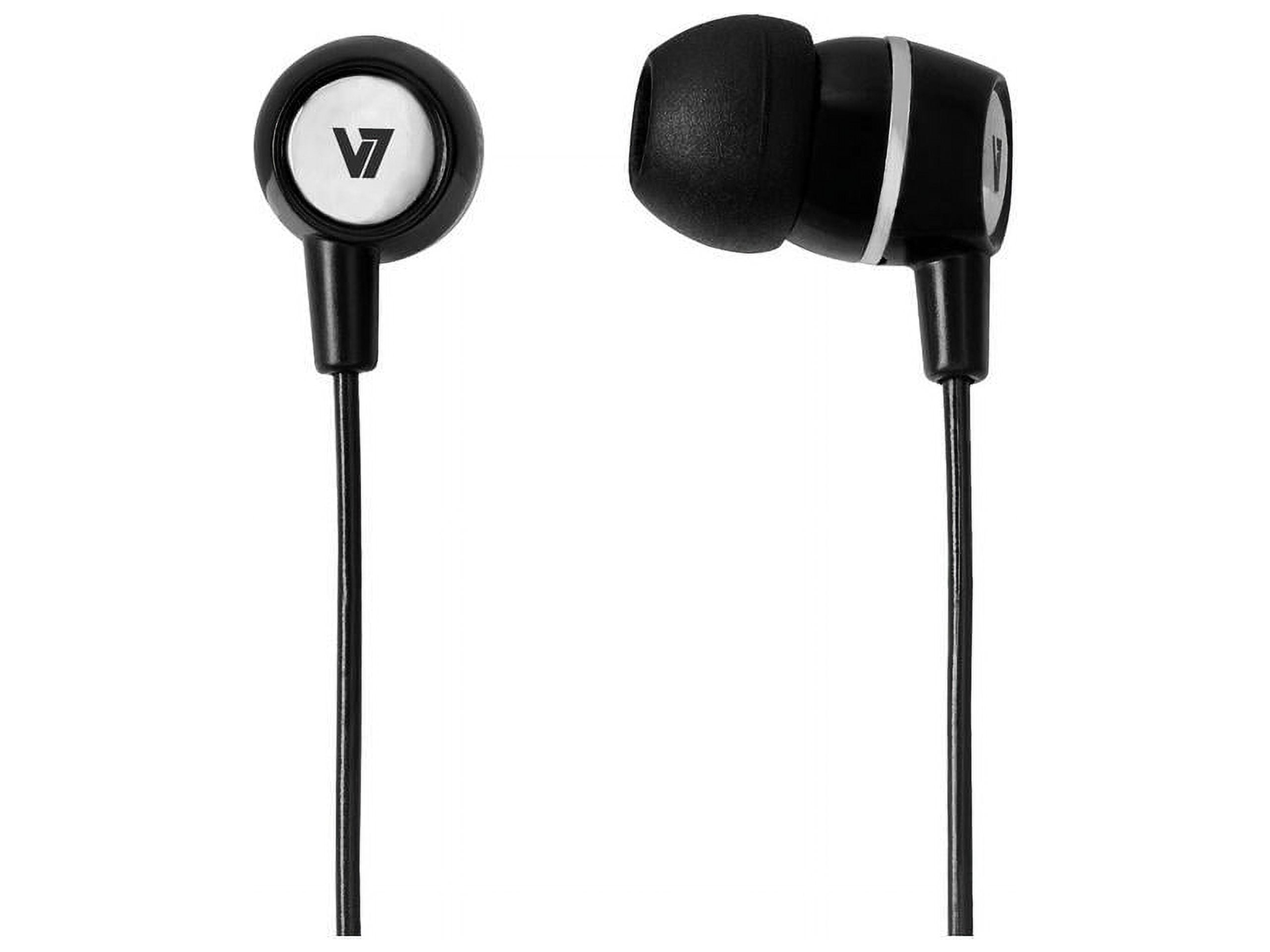 V7 Audio HA110-BLK-12NB 3.5 mm Stereo Earbuds with Inline Microphone - Black