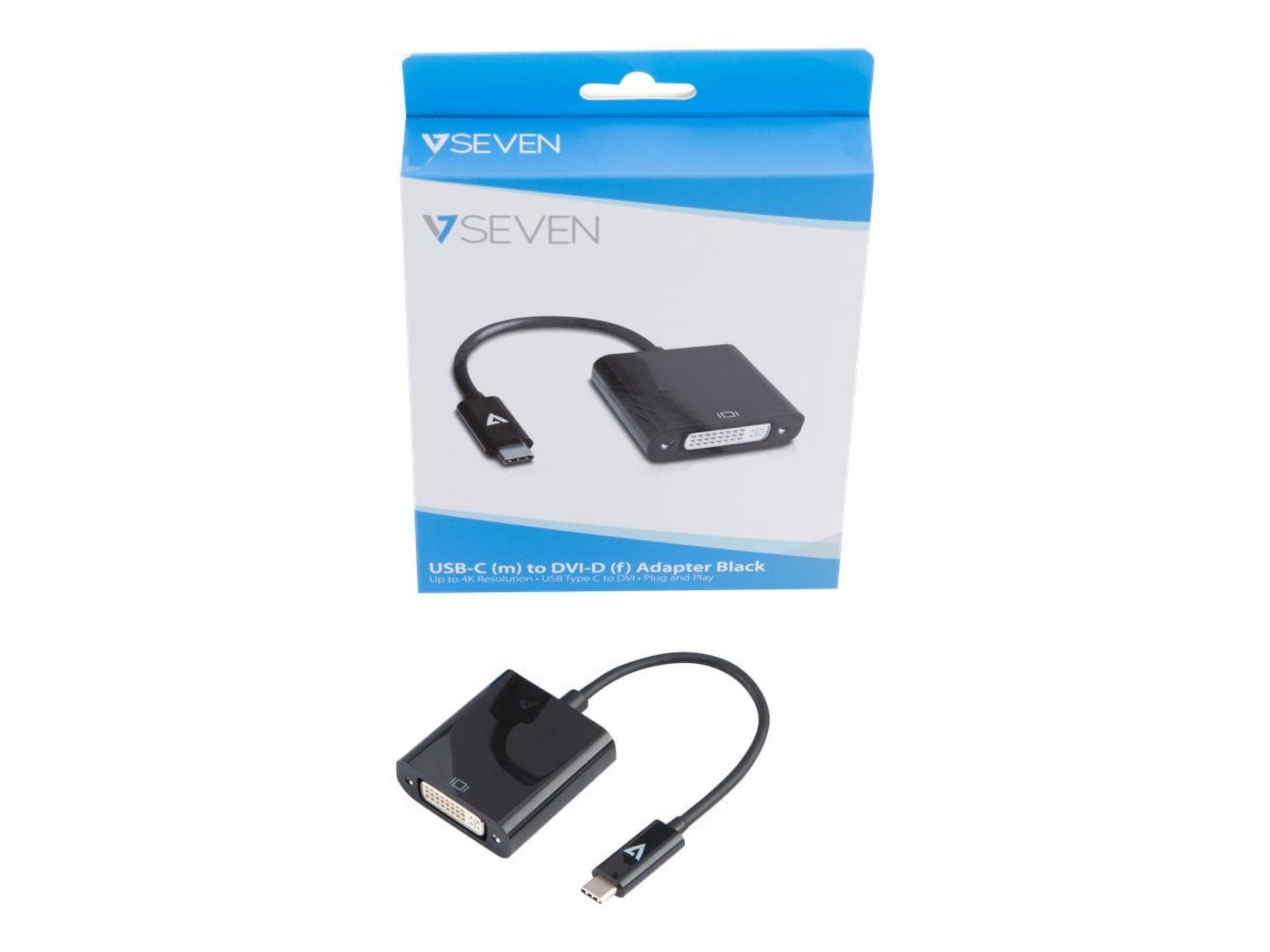 V7 Black USB Video Adapter USB-C Male to DVI-I Female - USB Type C Male - DVI-D Digital Video Female - Black