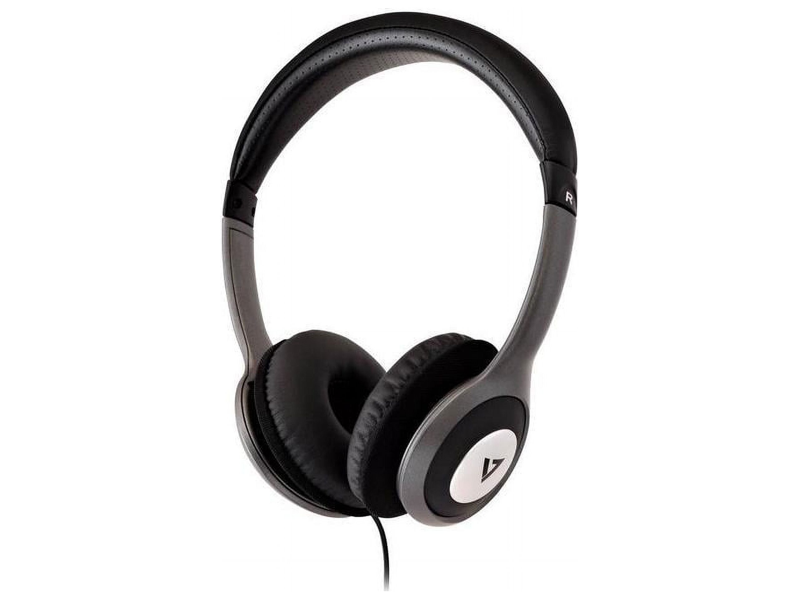 V7 Deluxe Stereo Headphones with Volume Control, Black
