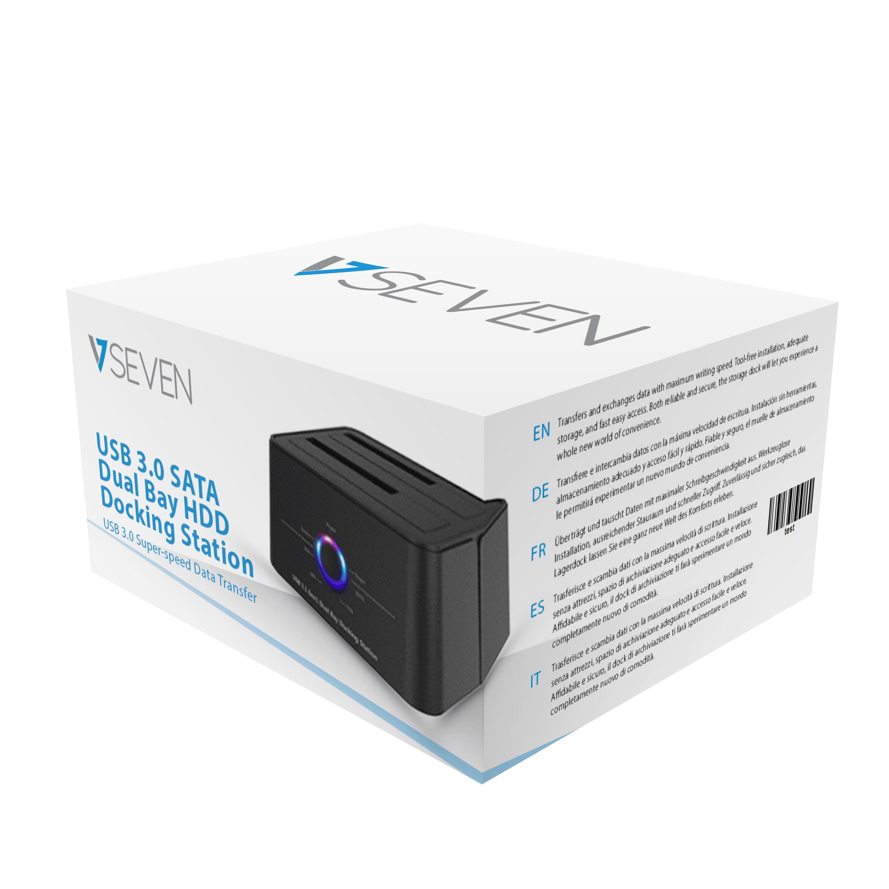 V7 USB 3.0 Dual Bay HDD Docking Station, Black