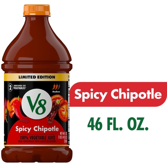 V8 Spicy Chipotle 100% Vegetable Juice, 46 fl oz Bottle