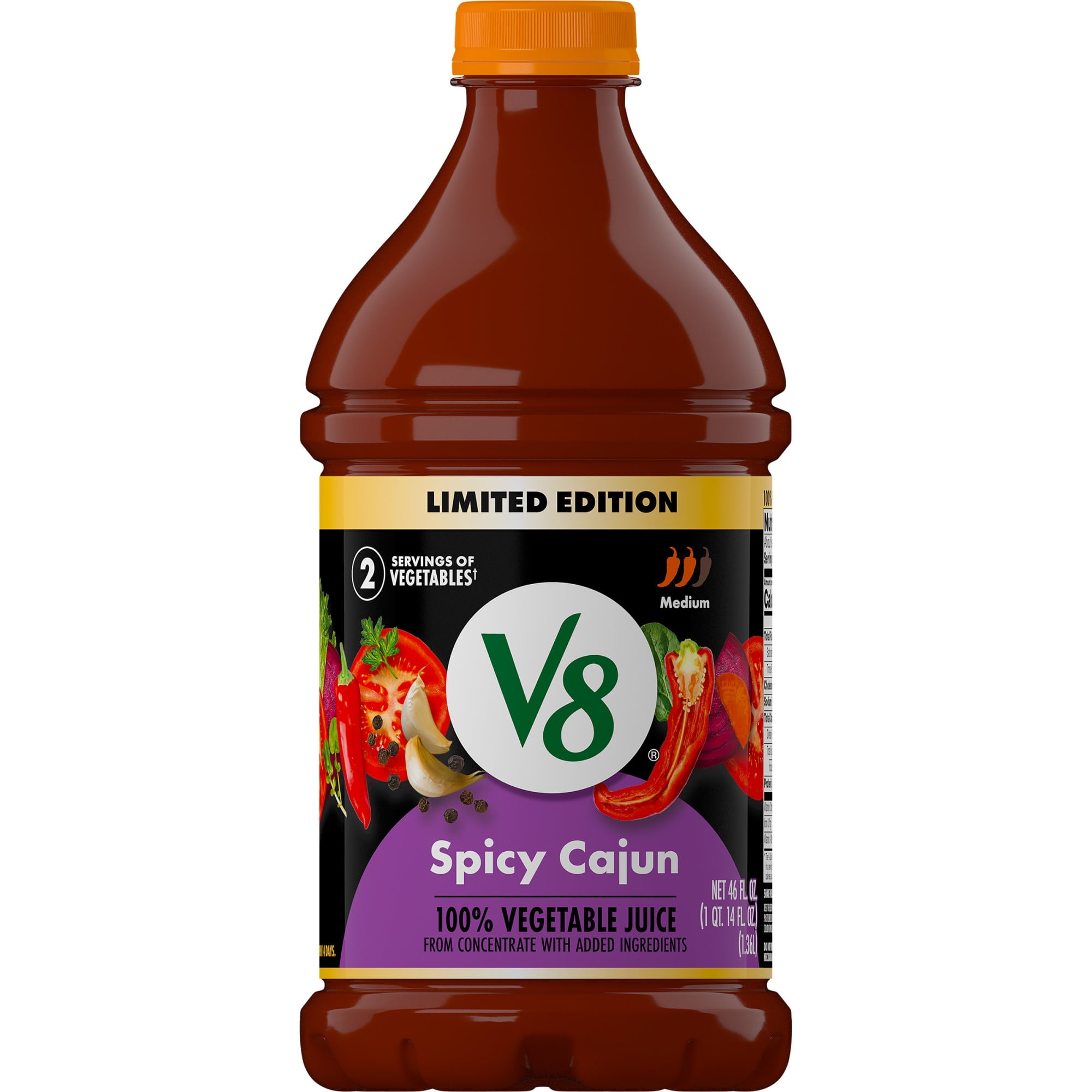 V8 Spicy Cajun 100% Vegetable Juice, 46 fl oz Bottle - Walmart.com