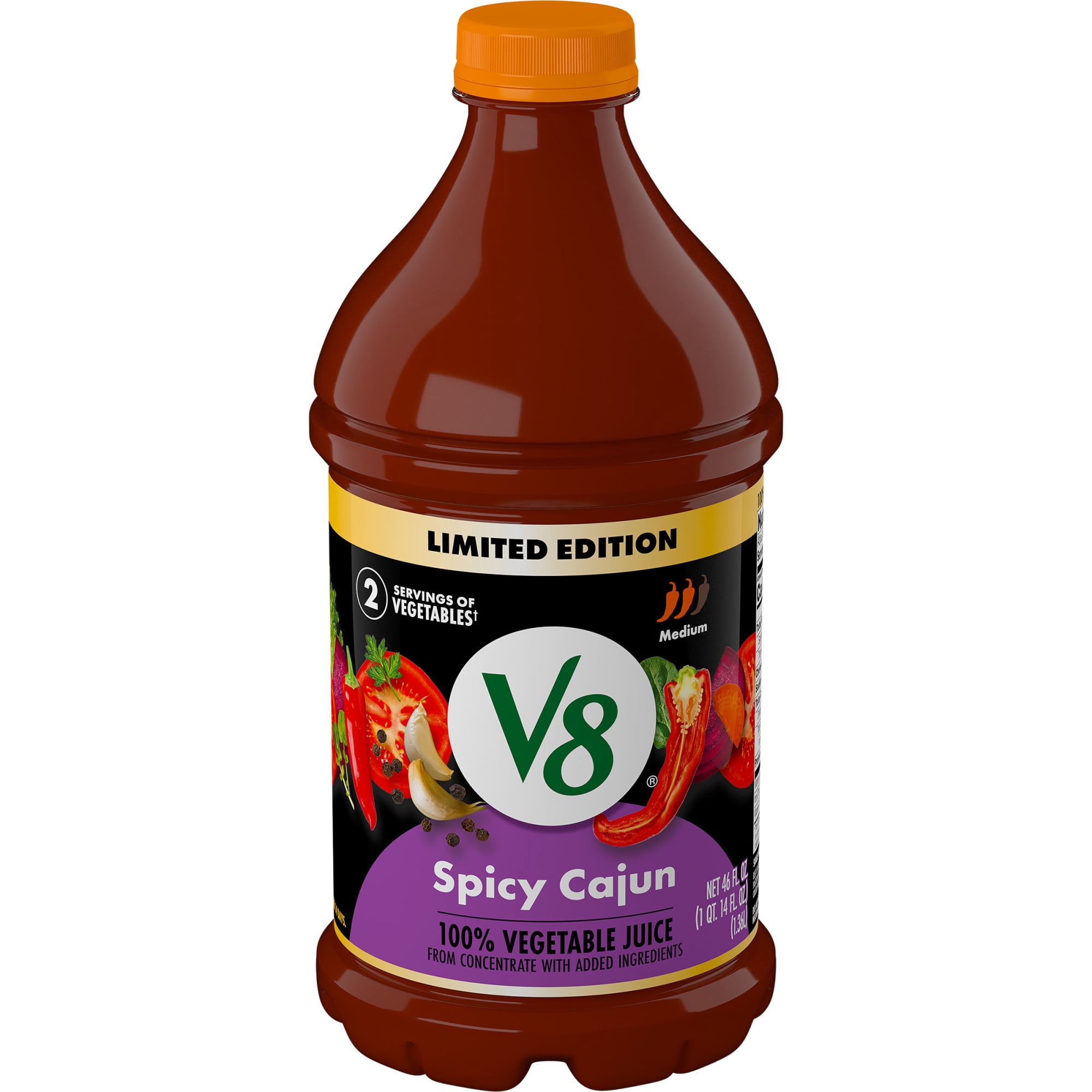 V8 Spicy Cajun 100% Vegetable Juice, 46 fl oz Bottle - Walmart.com