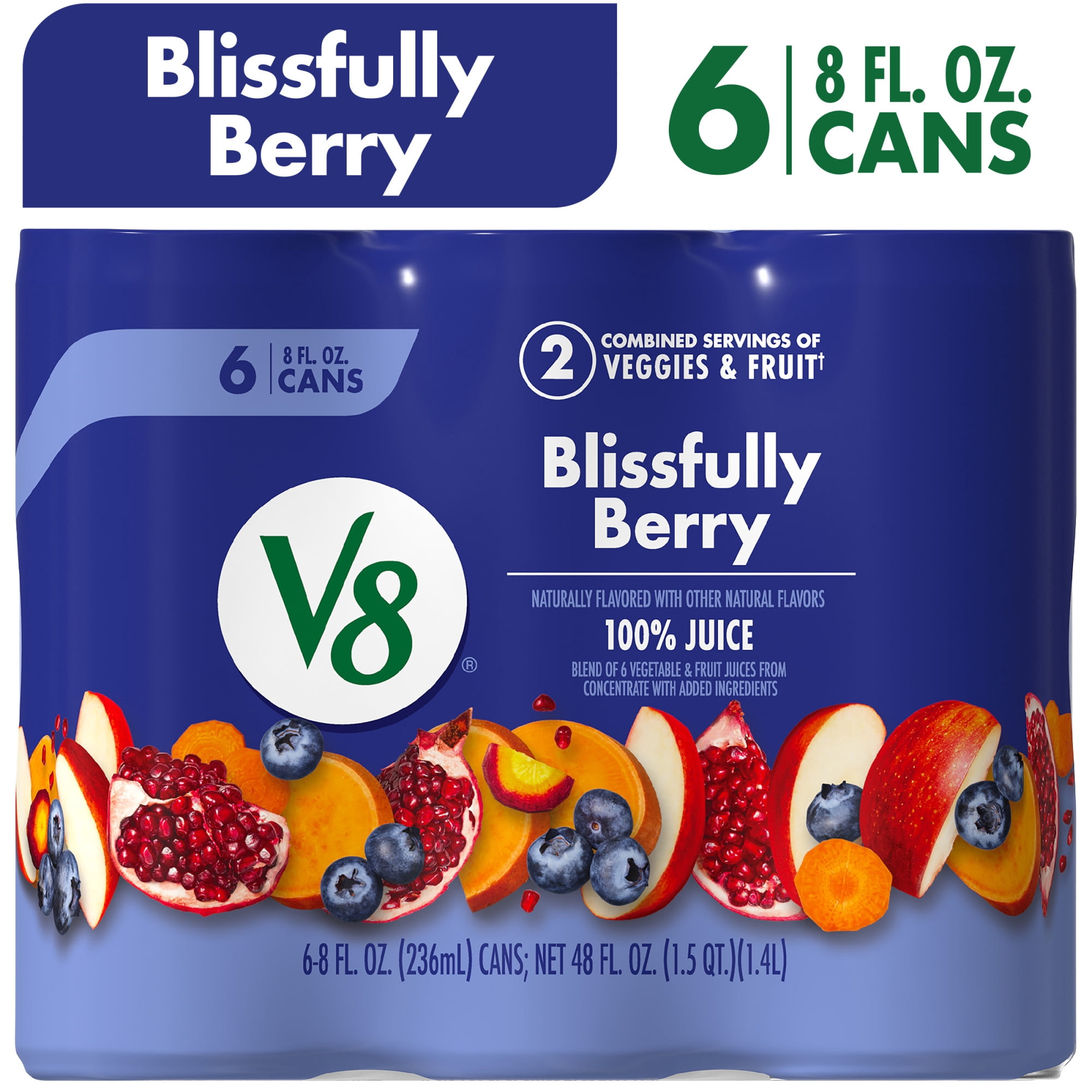 V8 Juice, 100% Fruit and Vegetable Juice, 8 fl oz Can, 6 Count