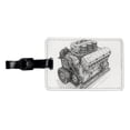 thumbnail image 1 of V8 Car Engine Sketch Faux Leather Travel Luggage Tag, 1 of 7