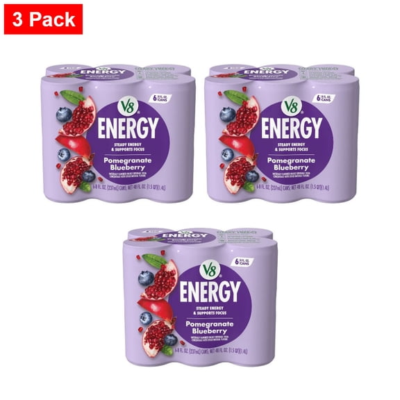 V8 +ENERGY Pomegranate Blueberry Energy Drink - 6pk/8 fl oz Cans