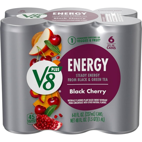 V8 +Energy Black Cherry Juice Energy Drink - 6 pk (Pack of 1)