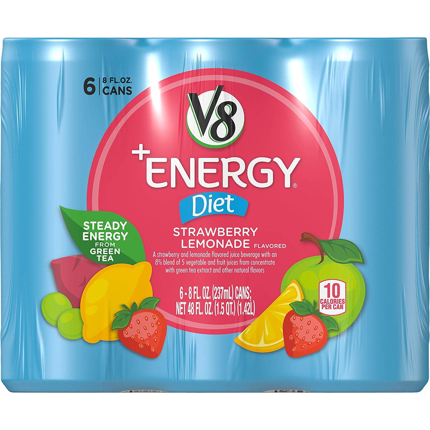 V8 +Energy Diet Strawberry Lemonade 6 8 Oz Cans (Pack Of 2)