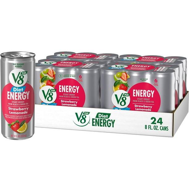 V8 +Energy Diet Strawberry Lemonade Energy Drink, Contains 10 Calories