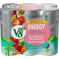 V8 +Energy Limited Edition Summertime Strawberry Juice Energy Drink, 8 fl oz Can, 6 Count-Pack Of 3