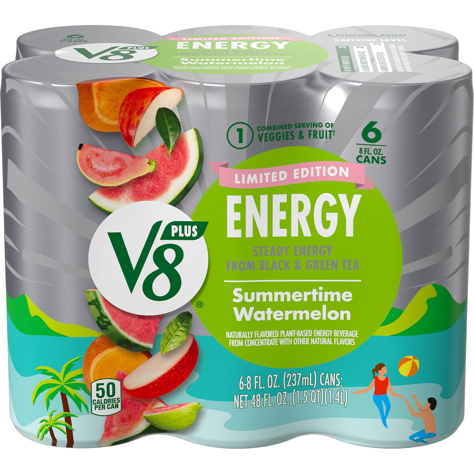 V8 +Energy Limited Edition Summertime Watermelon Juice Energy Drink, 8 ...